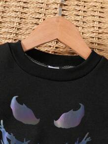 Bộ áo thun ấm áp và quần thể thao in hình trừu tượng Tween Boys - màu đen - Xem 4