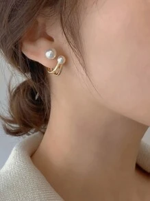 1pair Bridal Faux Pearl Stud Earrings Elegant,Summer Outfits For Women Valentine's Day Accessories