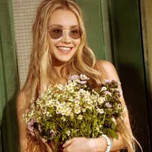 Hippie Dressing Accessory Set Hippie Glasses And Peace Sign Necklace Prom Halloween - Brown - View 9