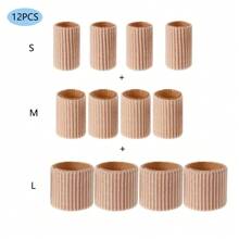 6/12pcs Fiber Gel Toe And Finger Friction Protection Covers, Nylon Toe Protectors, Finger And Toe Anti-Friction, Waterproof And Anti-Squeeze Toe Caps, Effective Protection For Toes And Fingers During Sports - Khaki - View 9