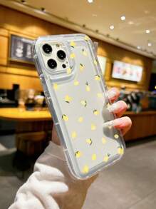Transparent Phone Case With Yellow Lemon Design, Shock-Proof And Scratch-Resistant Protective Cover Suitable For IPhone 11 12 13 14 15 Pro Max Plus XR, High Quality Durable Fruit Cartoon Phone Case, Best Gift For Boys, Girls And Friends