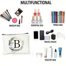 Nécessaire Personalizado com Coroa de Flores Boêmia e Monograma, Bolsa de Presente Personalizada, Necessaire de Cosméticos Fofo, Adequado para Casamento, Aniversário, Festival, Presente Ideal para Mulheres, Mães, Professoras, Amigas, Damas de Honra, Necessaire Escolar, Suprimentos Escolares, Organizador de Cosméticos, Itens de Quarto, Bolsas de Maquiagem, Organizador de Maquiagem, Armazenamento de Maquiagem, Nécessaire de Maquiagem