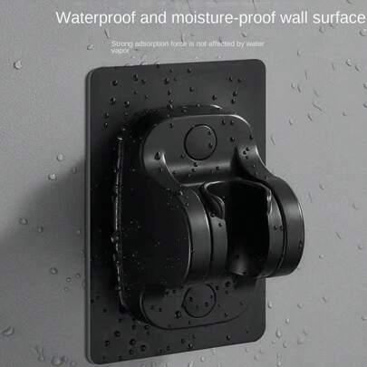 1pc No Drill Showerhead Holder Adjustable Wall Mounted Bracket, Removable Shower Head Holder, Black Base Bathroom Bathroom Accessories Bathroom Tools