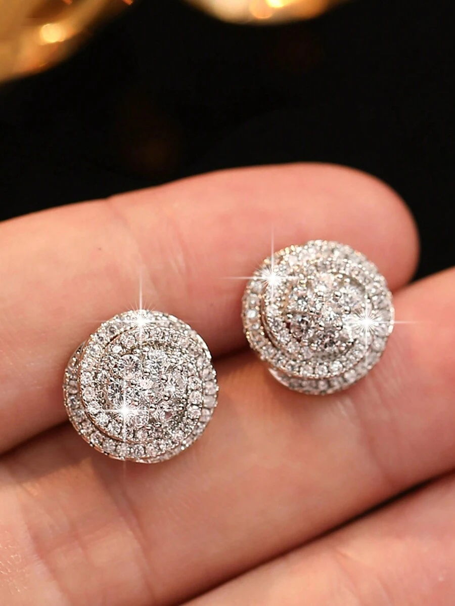 1 Paar romantische Rose Blumen Cubic Zirconia Ohrstecker für Frauen zu Verlobung, Hochzeit, Party, Modeschmuck Ohrring als Valentinstag-, Mutter-, Muttertags-Geschenk