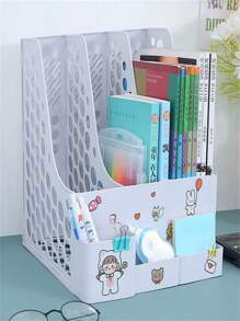 Organizer Desk Holder A4 Paper Documents 3 Tray Pencil Holder Office Supplies Two-Compartment Data Rack Two-Column File Fr - Màu xanh lam - Xem 9