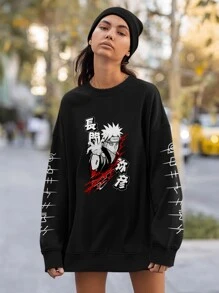 Moletom Crew Neck Print  Vila Renegada Pain Anime - 黑色 - 查看 3