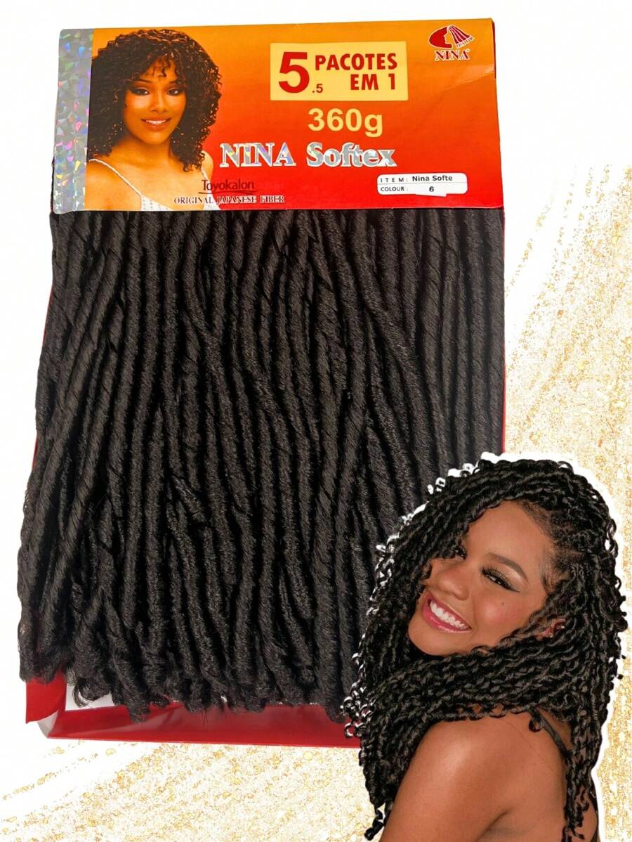 Nina Softex Original Dread Crochet Curly Hair Bundle 360 Grams 5 In 1 - Marrón Mocha - Ver 1
