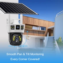 SWVW 3-Screen Dual Lens V380 Pro 12MP 6K PTZ Wifi Solar Powered CCTV Security Camera Outdoor Waterproof Solar Camera,2.4GWIFIOutdoor And Indoor Security Home Cameras, Wireless WIFI Cameras, IP Cameras, PTZ Cameras, Ring Camera - White - View 9