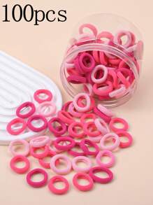 100 piezas Sujetadores de pelo elásticos altos para niños, bandas de pelo de colores de caramelo para niñas con coleta, accesorios para peinados diarios - Multicolor - Ver 18