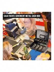 Caja para Dinero, Caja de Seguridad para Dinero, Caja de Efectivo Grande, Caja Registradora, Caja con Candado de Seguridad, para Guardar Dinero, Joyas, Documentos, Relojes, etc - Negro - Ver 7