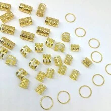 40 Pieces Golden Wavy Hair Tie Hollow Alloy Braid Punk Hair Tie Braid Female Girls Hair Styling Pins,Gold Head Piece, School Stuff, Gifts, Hair Accessories