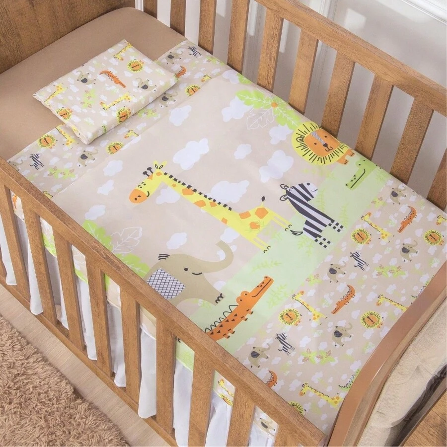 American National Standard Crib Sheet Set 3 Pieces Full Deluxe Girl Boy Premium Elastic Sheet Cotton Pillowcase - Màu Khaki - Xem 1