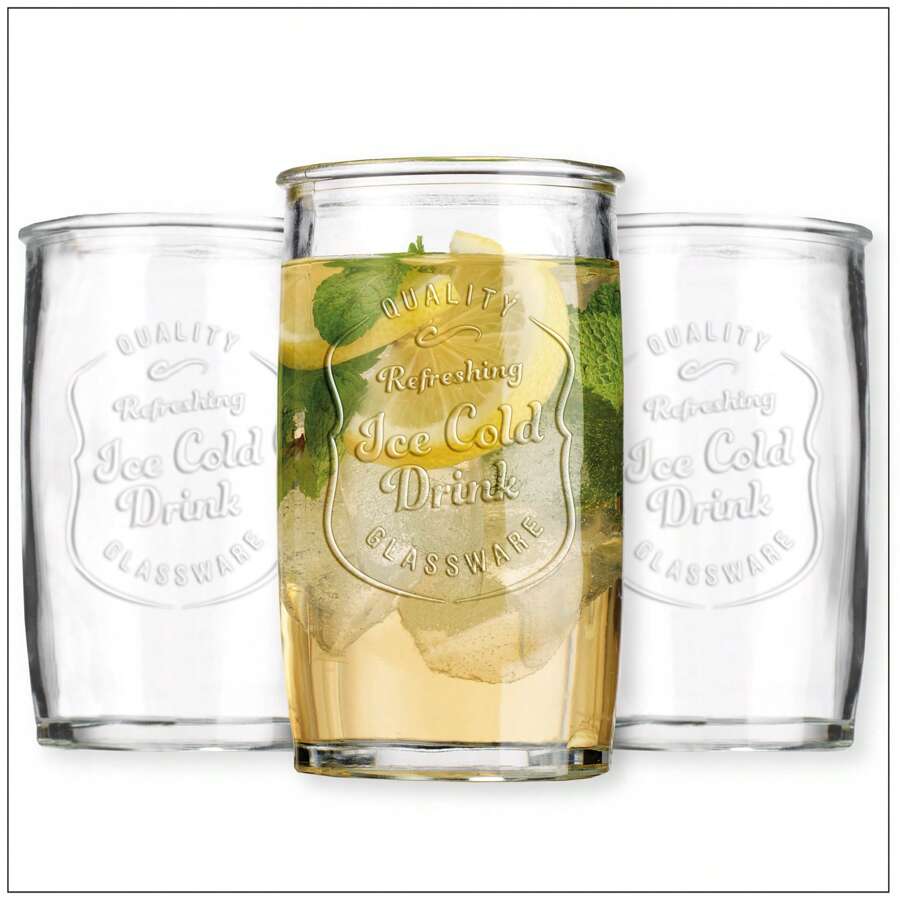 Juego de vasos grabados, 6 piezas (588ml) - Blanco - Ver 1