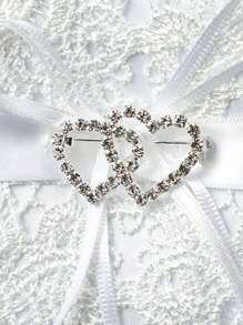 1 件戒指枕仿珍珠刺绣花叶结婚戒指枕缎面双心形装饰结婚戒指枕戒指托适用于海滩婚礼婚礼求婚蕾丝仿珍珠结婚戒指枕托垫情人节 - 彩色 - 查看 9