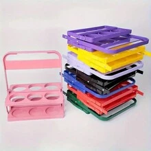 1pc Small Dual-Bottle Foldable Plastic Wine/Beer Rack, Collapsible Beverage Holder, Portable Tabletop Display Stand - Multicolor - View 5