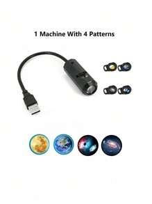 1pc Mini USB Moon Projector LED Earth And Galaxy Lamp For Home Atmosphere Lighting, Room Decoration, Wall Gift, Night Light - Black - View 18