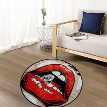 1 件优质毛绒天鹅绒和水洗面料唇形卡通设计舒适地垫/地毯，适合客厅、卧室和其他区域室内使用 - 彩色 - 查看 5