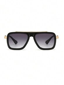 1pc Men's Double Beam Fashion Glasses, European And American Style Streetwear Shades, And Versatile Eyeglasses For Outdoor Gatherings Accessories Beach Accessories Glasses Shades Looks Street Style And Suit For Sweater Jacket Sweatshirt Hoodie Leather Pants And Cargo Pants - 漸層 - 查看 2