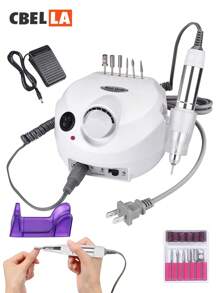 CasaBella Pulidor Esmeril De Uñas De 35000 Rpm Pulidor Profesional - Taladro eléctrico de uñas, herramientas para pulir uñas, kit de manicura de 110 V/220 V, juego de pedicura y lima de uñas acrílicas Removedor de Uñas, Pedicura, Pedicure, Amortiguador de 6 Pies, Salón de Belleza, Hogar, Principiante,Aparatos para Cuidado Personal Material para el arte de las uñas Rosa, Blanco - Blanco - Ver 2