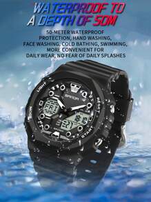 SANDA Fashion New Arrival Classical Man Electronic Watches Waterproof And Shockproof Digital Watches Sports Outdoor Running Camping Swimming Wrist Watch World Time Luminous Calendar Week Date Alarm Clock 12/24 Hour Military Multifunctional LED Stopwatch