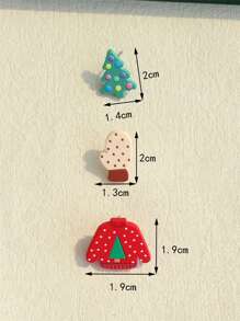 3 cái/bộ Nữ Cây Giáng Sinh Ông Già Noel Họa Tiết Gốm Dễ Thương Ngày Lễ Đảng Bông Tai - Nhiều màu - Xem 7