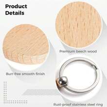 木质钥匙扣坯件，10 件空白木质钥匙扣，用于个性化 DIY 工艺品，圆形木质钥匙扣坯件，用于 DIY 钥匙扣，圣诞吊坠，壁挂，包袋装饰，宠物标签，休闲汽车配件，包袋饰物，学校字母背包，可爱哥特 Y2k 万圣节配件，教师节礼物创意，包袋配件，带身份证夹的挂绳，汽车配件，包袋饰物 - 杏色 - 查看 8