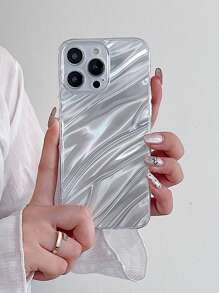 1 pieza Funda protectora compatible con iPhone X/Xs XR Xs Max 11 13 14 Plus 15 Pro Max, con patrón de ondas de agua, resistente a golpes - transparente - Ver 2