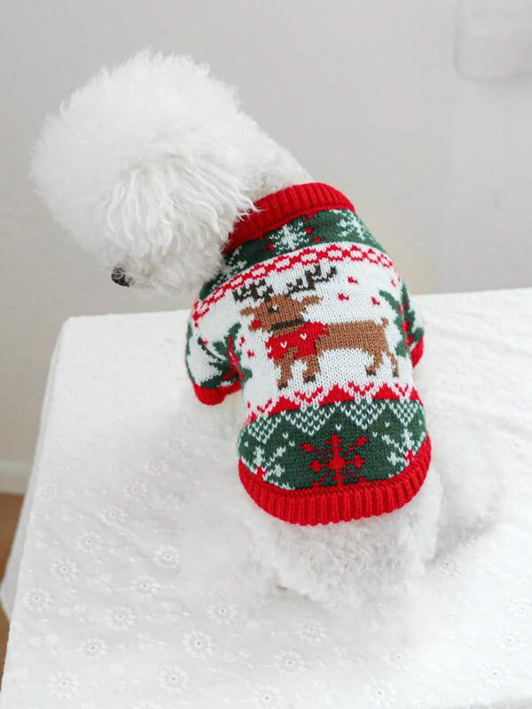 PETCIRCLE 1 pezzo Abbigliamento per animali domestici, Maglione lavorato a maglia con disegno di renne per cani e gatti