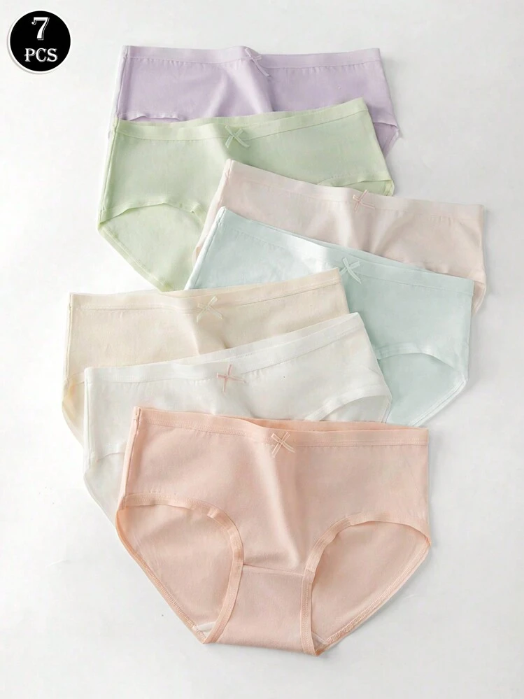 7قطع سروال ثلاثي أساسي مريح بأربطة عقدة بلون سادة - متعدد الألوان - مشاهدة 2