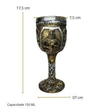 Medieval Warrior Goblet Wine Glass Resin Polished Aluminum - 金色 - 查看 5