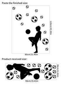1pc New Football & Figure Pattern Wall Sticker, Removable PVC Self-Adhesive Home Decor,Stickers,Wall Decal, Vinyl Decal For Home Decorations,Spring Decoration Items Refresh Your Home,Rama Decoration Stickers Gifts Birthday Graduation,For 2026 Football World Cup - Black and White - View 4