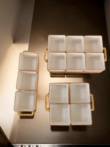 1 套带托盘小吃盘套装，欧式风格装饰，厨房，圣诞礼物 - 乳白色 - 查看 4