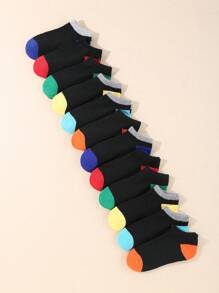 12 Pairs Toddler Multicolor Simple Design Short Socks For Boys Girls - Multicolor - View 6