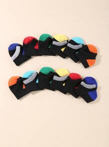 12 Pairs Toddler Multicolor Simple Design Short Socks For Boys Girls - Multicolor - View 3