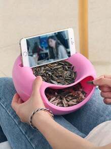 1 Hộp Đựng Hạt Dưa, Bắp Rang, Đồ Ăn Nhẹ, Kẹo, Đĩa Trái Cây Sấy Khô Hai Lớp, Hộp Đựng Rác Sáng Tạo, Hộp Trái Cây Sấy Hạt Ăn Nhẹ Hai Lớp Cho Phòng Ngủ Gia Đình Ký Túc Xá Thư Giãn - Hồng - Xem 2