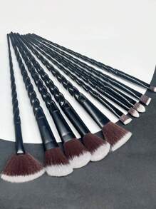 10支黑色水晶独角兽化妆刷 + 3个水滴形乳胶海绵美妆蛋套装，包含粉底刷、腮红刷、眼影刷和遮瑕刷，采用合成纤维材质，适用于液体、膏状和粉状化妆品，适合初学者和专业化妆师使用。套装包含：化妆刷套装、化妆刷套装、全套化妆刷、全套化妆工具、化妆刷套装、化妆礼盒套装。 - 彩色 - 查看 4