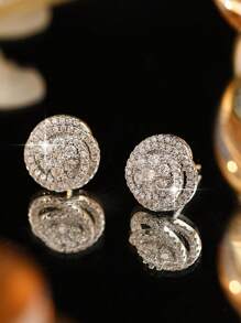 1 Paar romantische Rose Blumen Cubic Zirconia Ohrstecker für Frauen zu Verlobung, Hochzeit, Party, Modeschmuck Ohrring als Valentinstag-, Mutter-, Muttertags-Geschenk