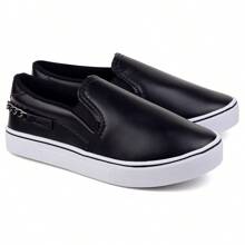 Women's Slip On Chain Sneakers Casual Soft Comfortable Daily Slip Loafers Low Sole Micro Elegant Promotion Fast Delivery - màu đen - Xem 1