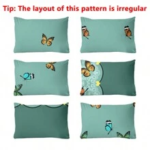 1 件简约现代蝴蝶与爱心印花水洗枕套，床上用品柔软枕套带拉链 - 彩色 - 查看 3