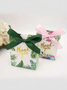 10pcs, Pink Green Thank You Paper Candy Box With Ribbon, Packaging Box, Wedding Decorations, Wedding, Gift Box, Wedding Stuff, Wedding Favors For Guest, Gift Boxes, Wedding Decorations For Reception - Multicolor - View 7