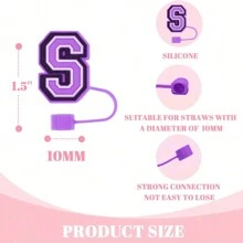 10mm Straw Lid & Straw Sleeve Set For 30oz & 40oz Cups, Personalized Initial Letter Pendant Charm, Suitable For Tumblers, Kitchen, Christmas Gifts - Purple Letters - View 8