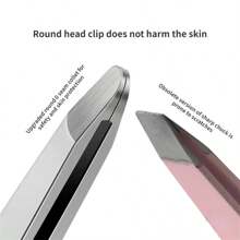Stainless Steel High-Precision Round Tweezers, Used For Eyebrow And Eyelash Removal, Men's Beard Removal, Women's Eyebrow Trimming Tweezers, Round Mouth Tweezers - Multicolor - View 3