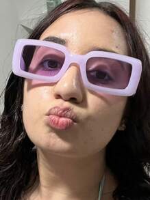 潮流矩形时尚眼镜，男女皆宜，复古 90 年代方形太阳镜，厚框太阳镜，玳瑁时尚眼镜（带多功能螺丝刀、眼镜纤维布）万圣节 - 彩色 - 查看 2