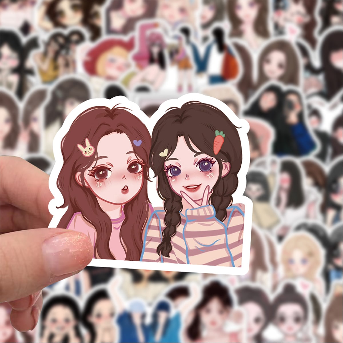 60 张/包卡通最佳朋友照片涂鸦贴纸，吉他滑板水瓶保险杠头盔滑雪板笔记本电脑手机壳冰箱行李箱涂鸦贴纸