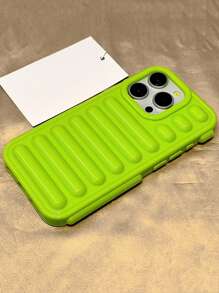 创意盔甲荧光绿手机壳适用于 iPhone 16 15 14 13 12 11 Pro Max Plus 女孩男孩纯色保护套亮面防震防摔软壳 - 螢光綠 - 查看 4