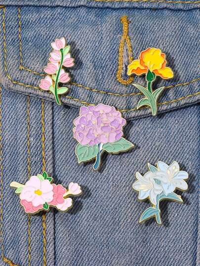 QIHOO 1 件装花朵珐琅别针郁金香定制装饰胸针饰品翻领包徽章珠宝礼品别针