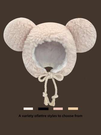 1 szt. Uroczy duży miś z uchem i polarem Gruba ciepła wiatroszczelna czapka typu bomber, odpowiednia na jesień i zimę