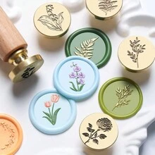 1 件个性化圆形激光雕刻蜡封印章 - 密封蜡封印章无手柄定制蜡封印章用于手工制作、信封、礼品包装毕业礼物和婚礼请柬 - 金色 - 查看 9