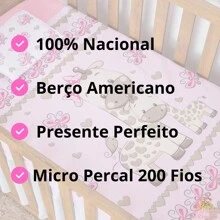 American National Standard Crib Sheet Set 3 Pieces Full Deluxe Girl Boy Premium Elastic Sheet Cotton Pillowcase - hồng và hồng - Xem 4