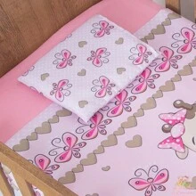 American National Standard Crib Sheet Set 3 Pieces Full Deluxe Girl Boy Premium Elastic Sheet Cotton Pillowcase - hồng và hồng - Xem 5